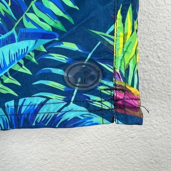 Caribbean Joe Men's Bird of Paradise Blue & Yellow Lined Swim Trunks Size XL - Picture 5 of 6